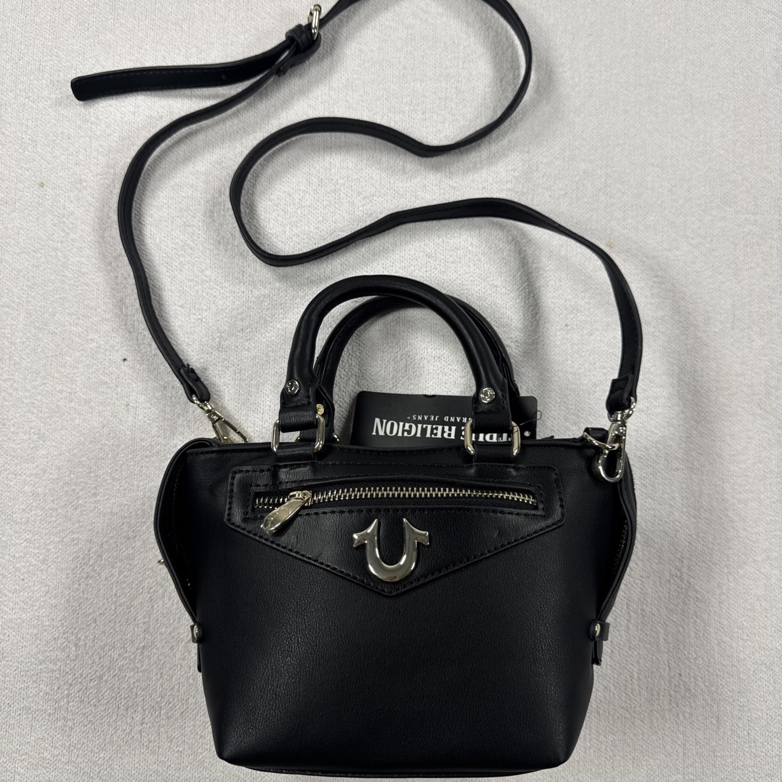 True Religion Black Faux Leather Small Purse Mini Crossbody Bag Handbag Nwt